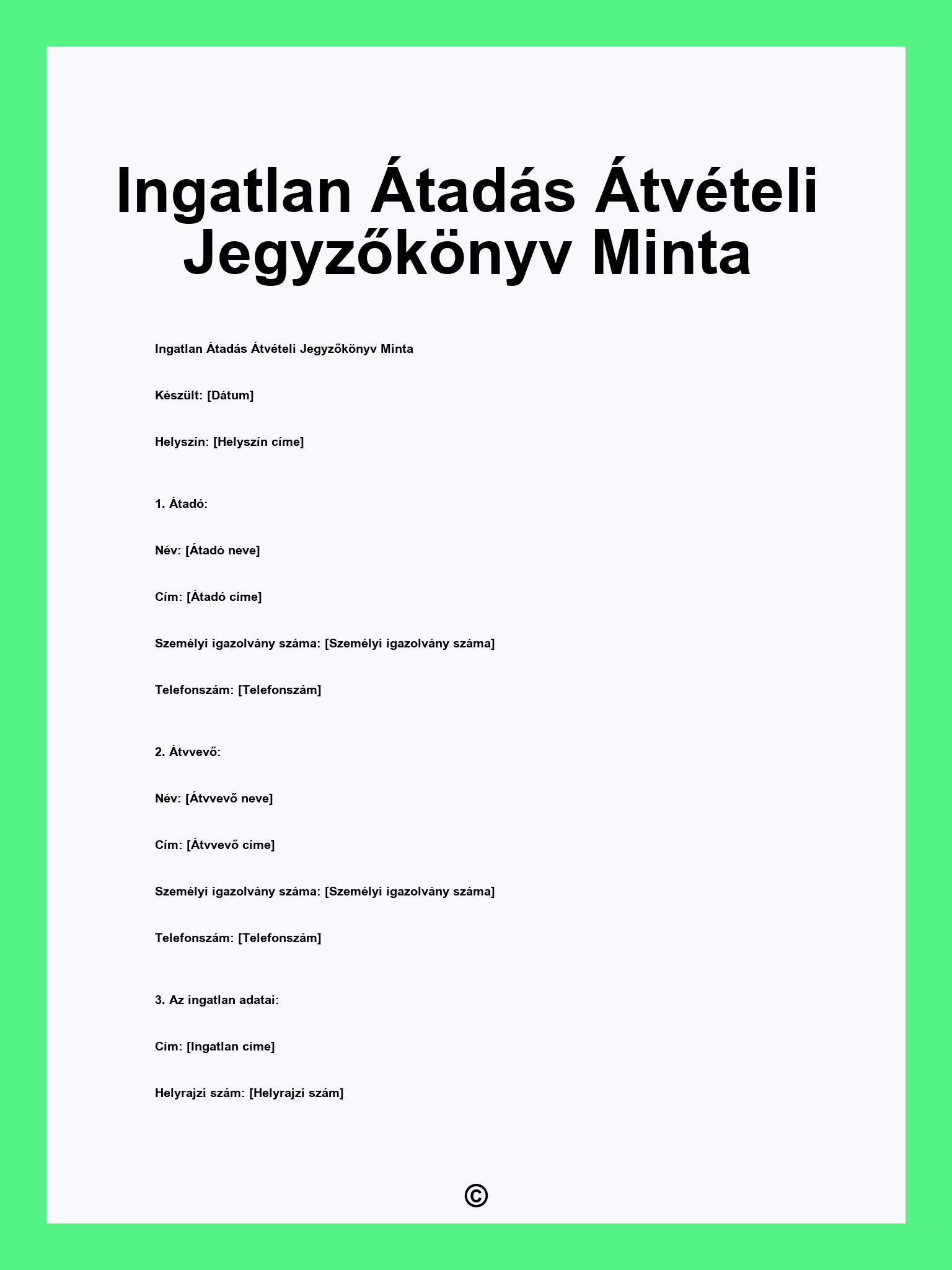 Ingatlan Átadás Átvételi Jegyzőkönyv Minta