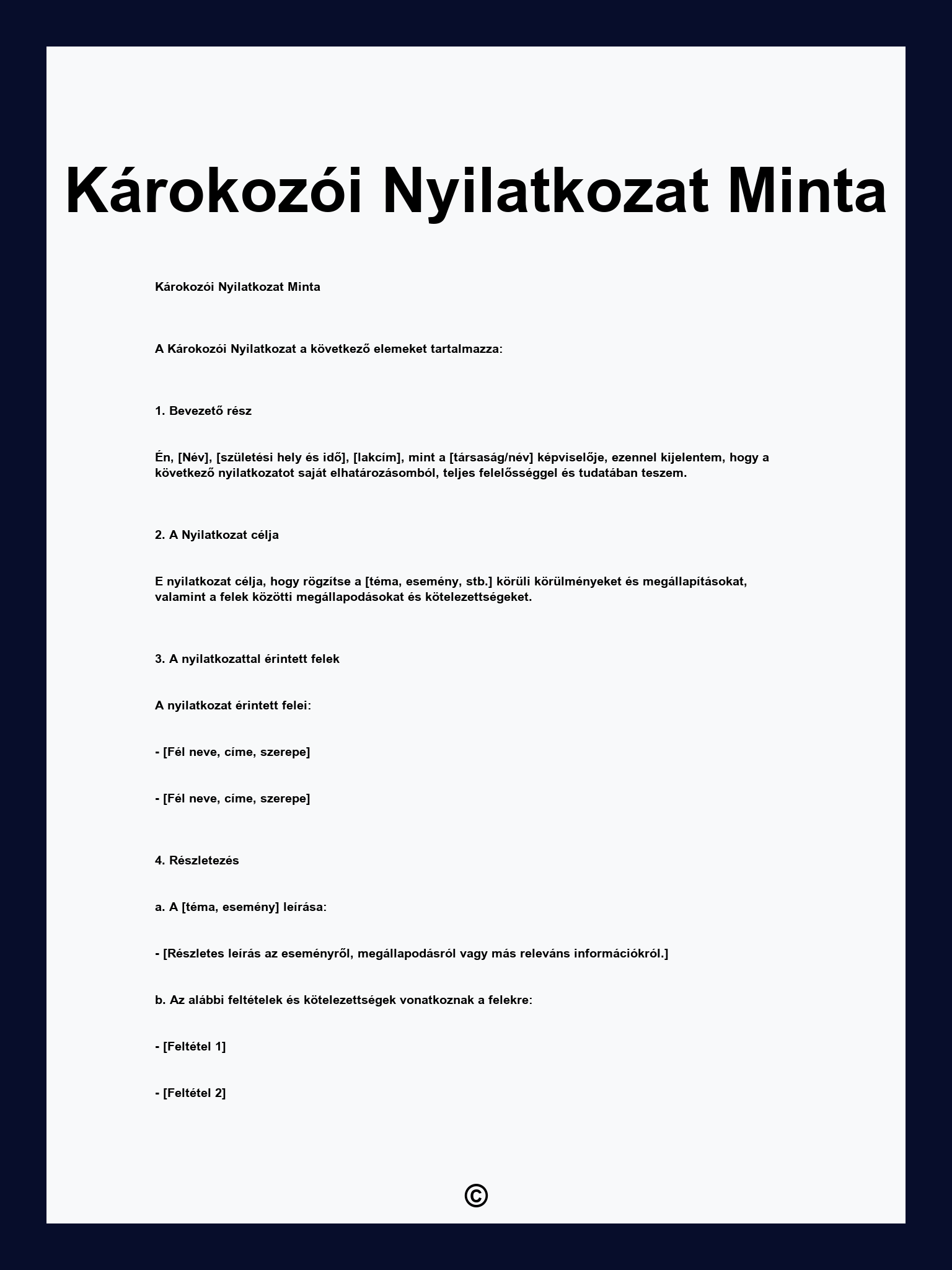 Károkozói Nyilatkozat Minta