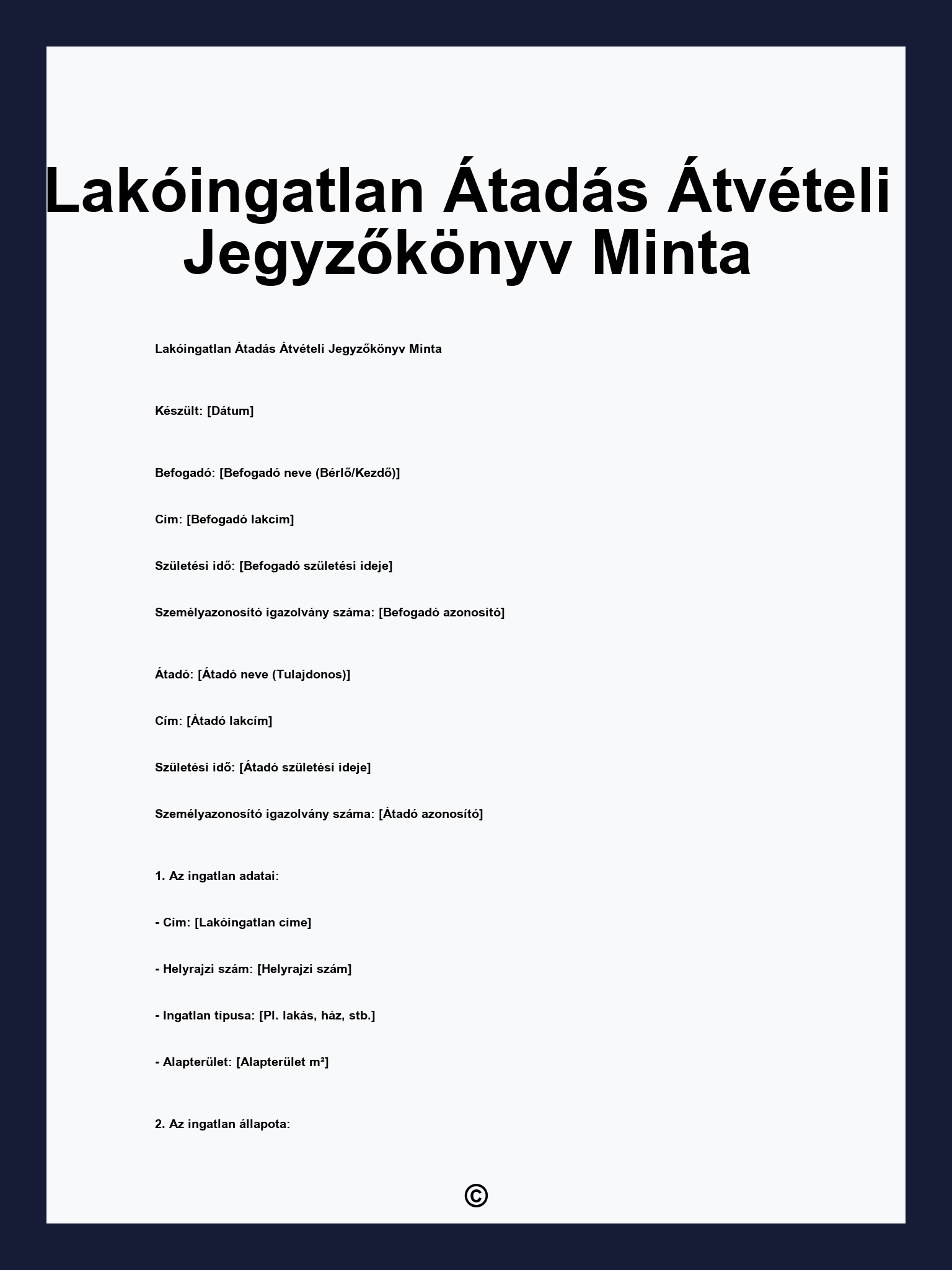 Lakóingatlan Átadás Átvételi Jegyzőkönyv Minta