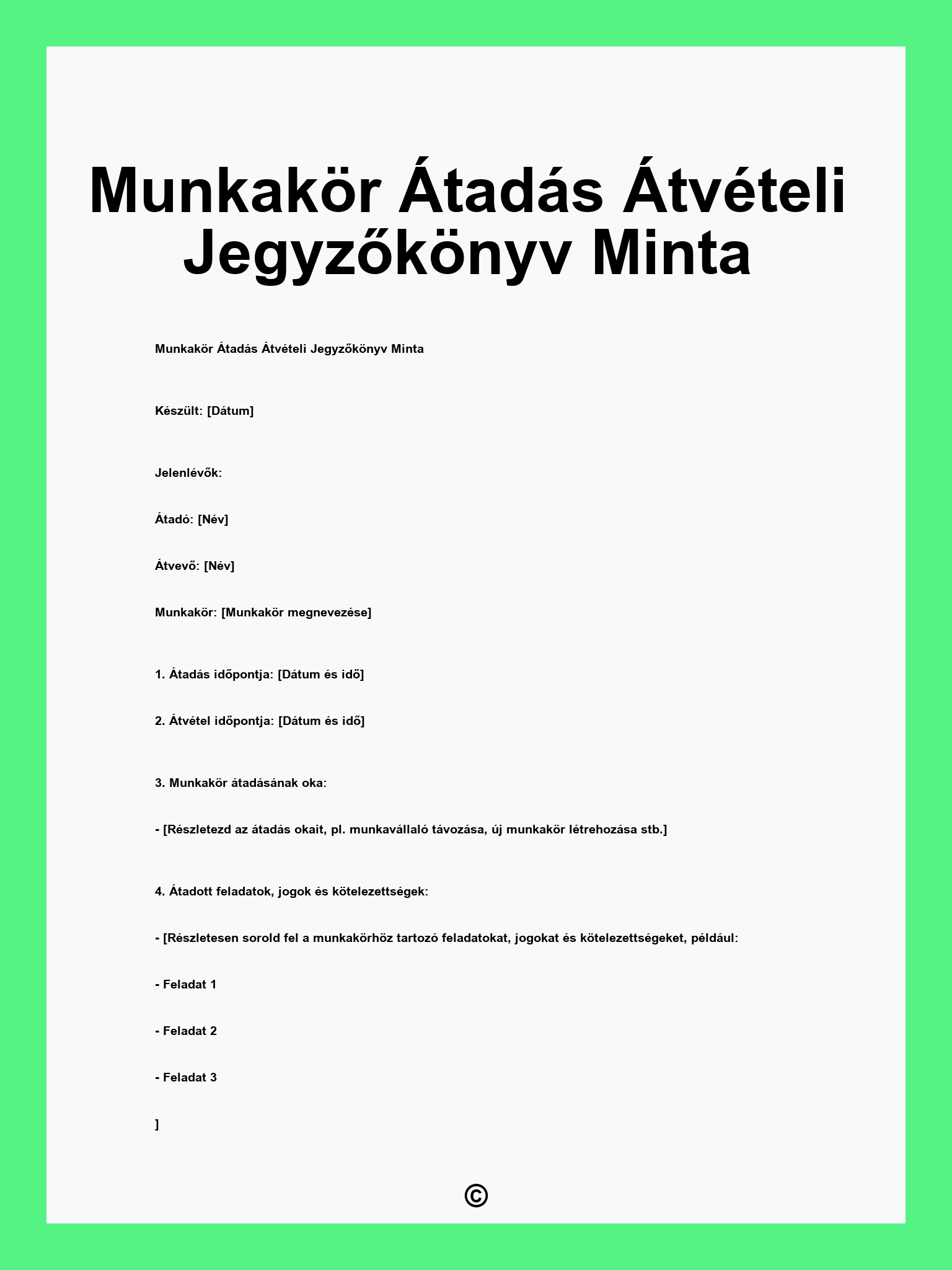 Munkakör Átadás Átvételi Jegyzőkönyv Minta