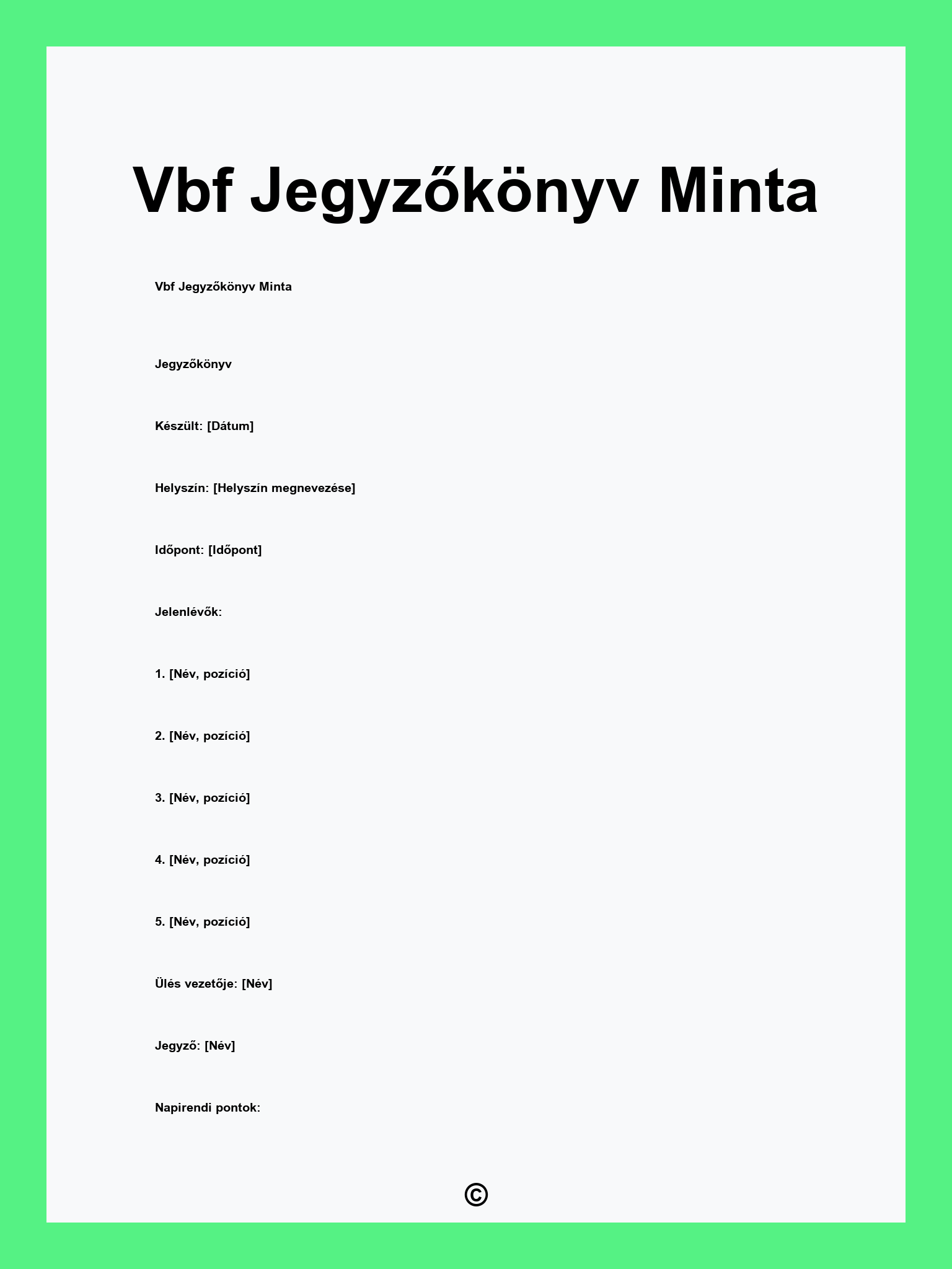 Vbf Jegyzőkönyv Minta